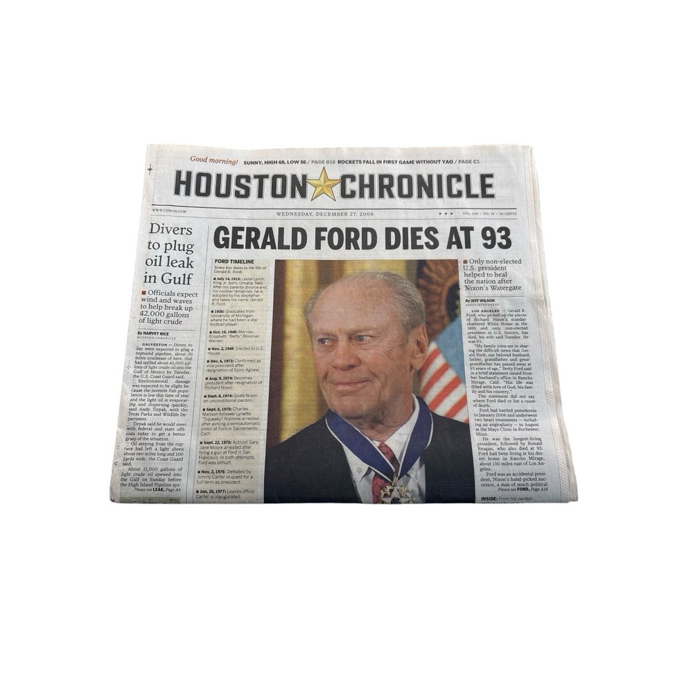 Houston Chronicle Dec 27 2006 Gerald Ford Dies Newspaper Complete‎